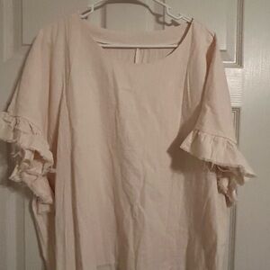 Cream Ruffle Sleeve Blouse